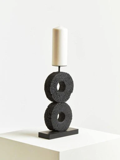 Fidel Large Charred Black Mango Wood Log Candle Holder - Image 11