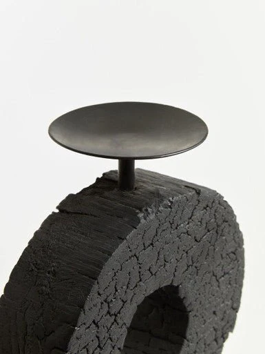 Fidel Large Charred Black Mango Wood Log Candle Holder - Image 14