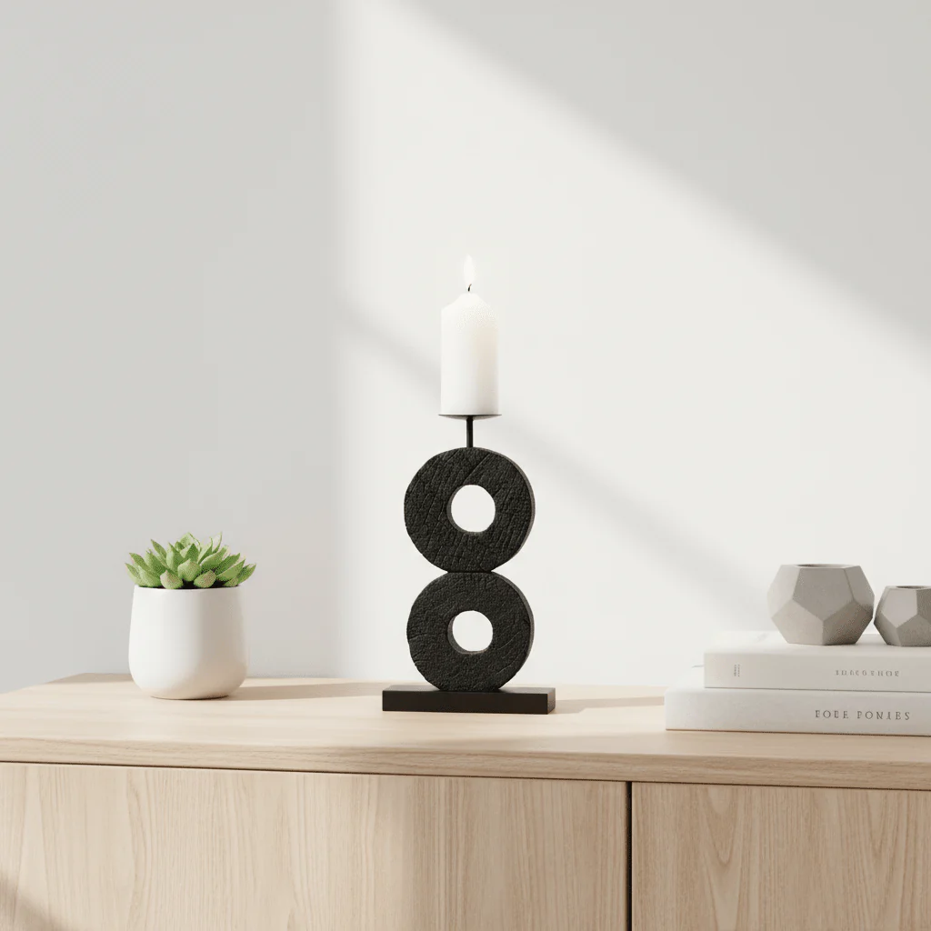 Fidel Large Charred Black Mango Wood Log Candle Holder - Image 4