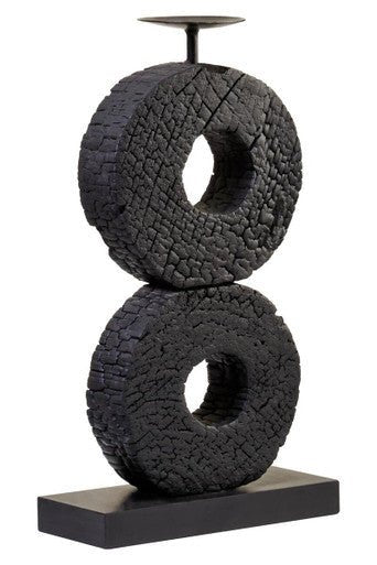 Fidel Large Charred Black Mango Wood Log Candle Holder - Image 7