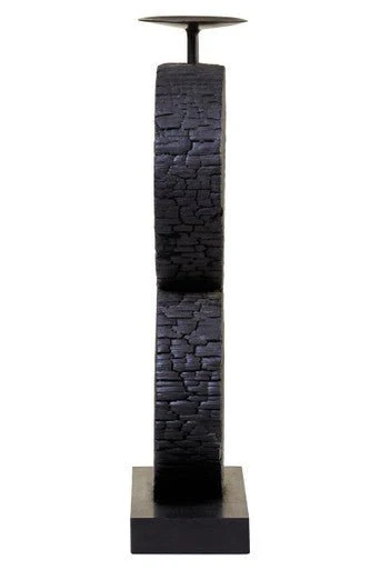 Fidel Large Charred Black Mango Wood Log Candle Holder - Image 8
