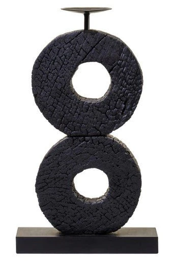 Fidel Large Charred Black Mango Wood Log Candle Holder - Image 9
