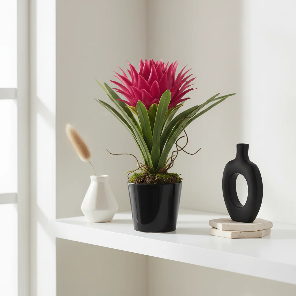 Fiori Pink Tropical Plant with Black Ceramic Pot - Image 4