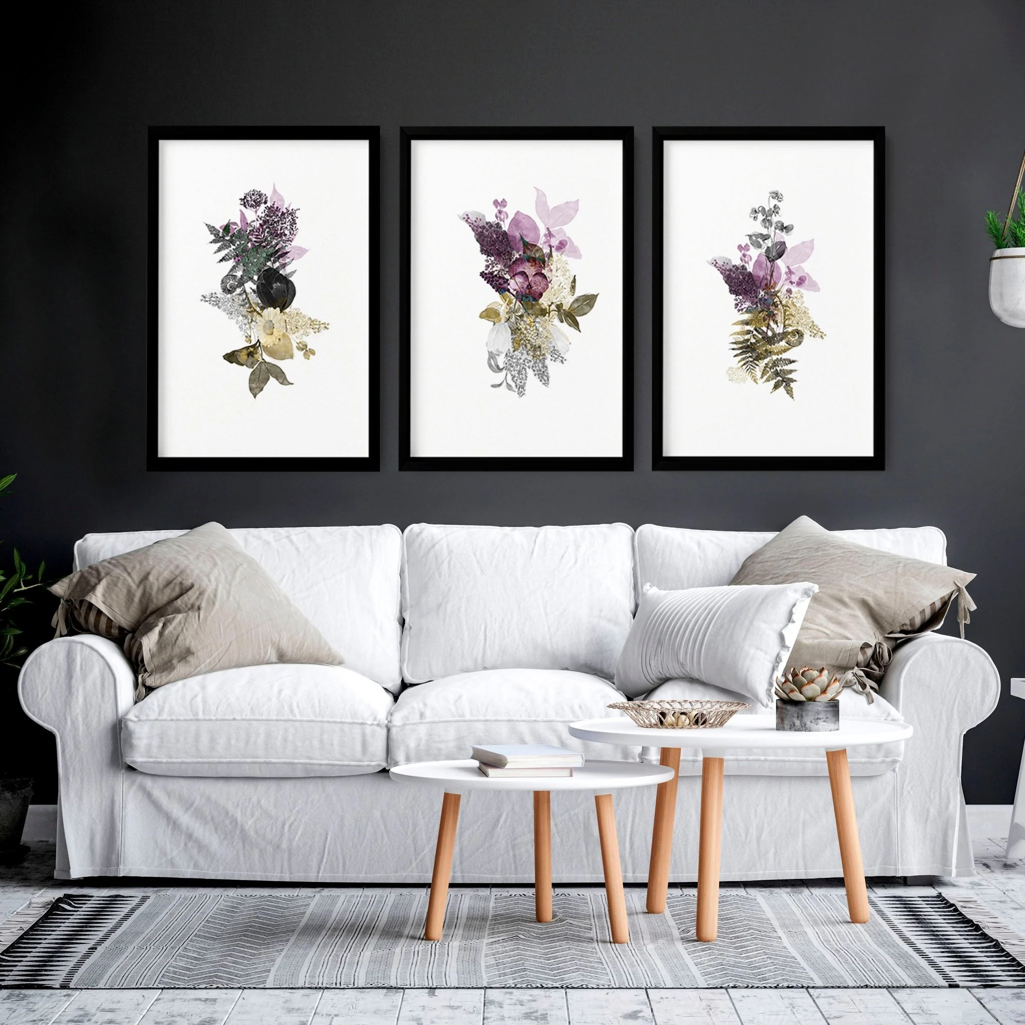 Set of 3 Wall Art – Large Floral Prints for Living Room - Image 2