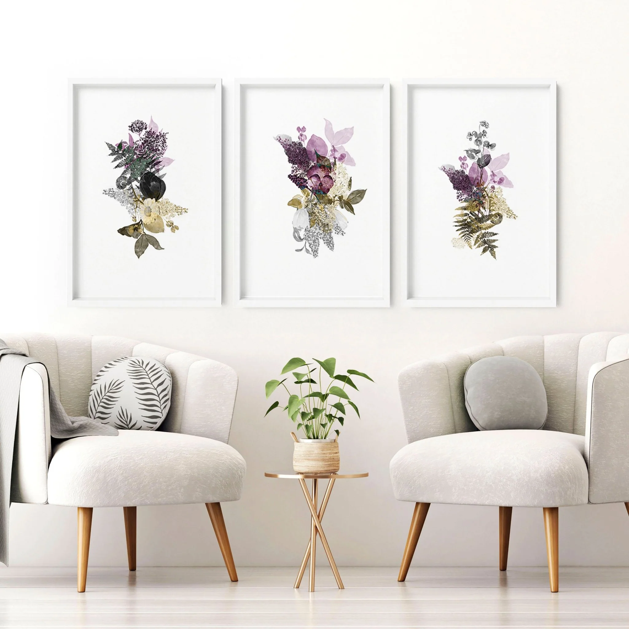 Set of 3 Wall Art – Large Floral Prints for Living Room - Image 3