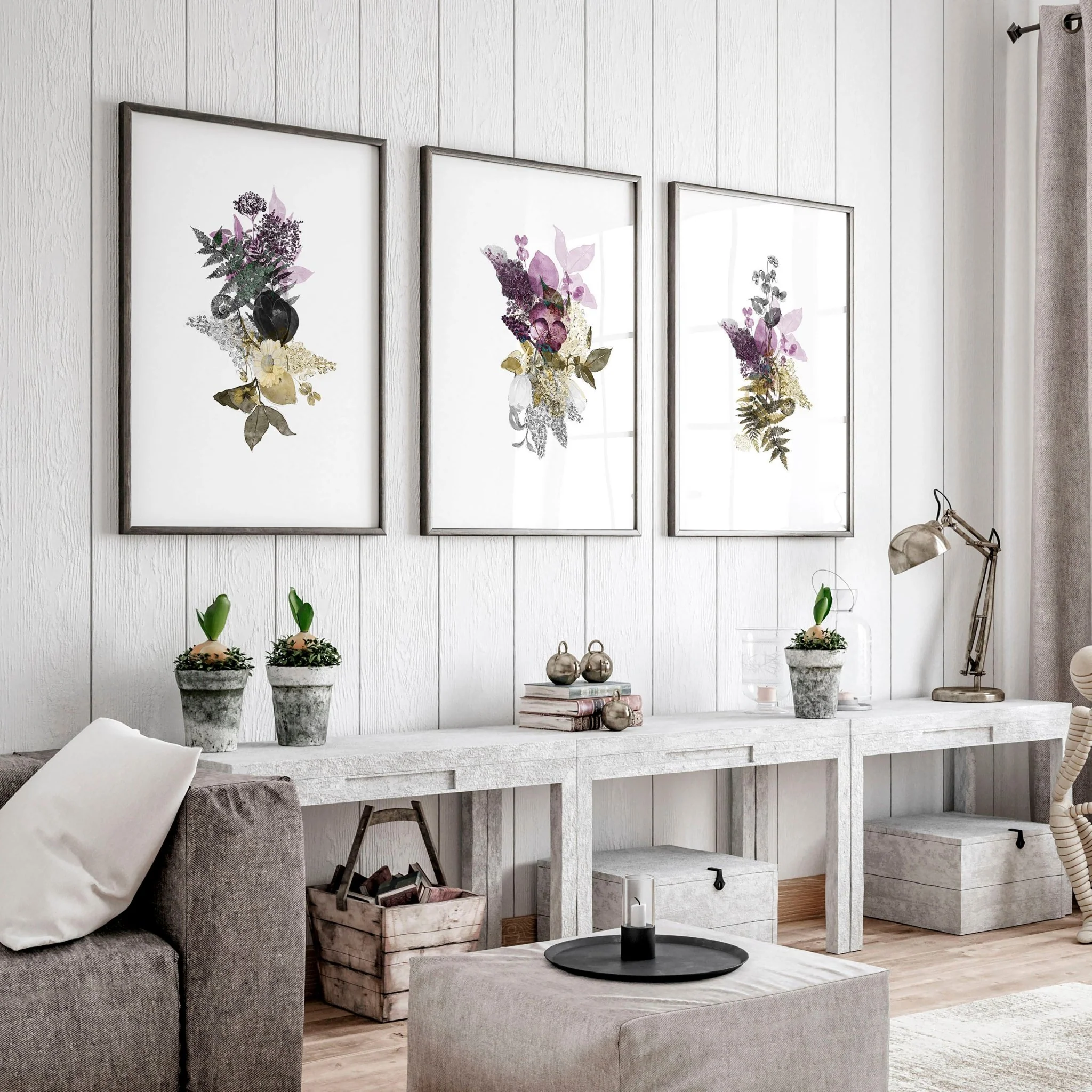 Set of 3 Wall Art – Large Floral Prints for Living Room - Image 4