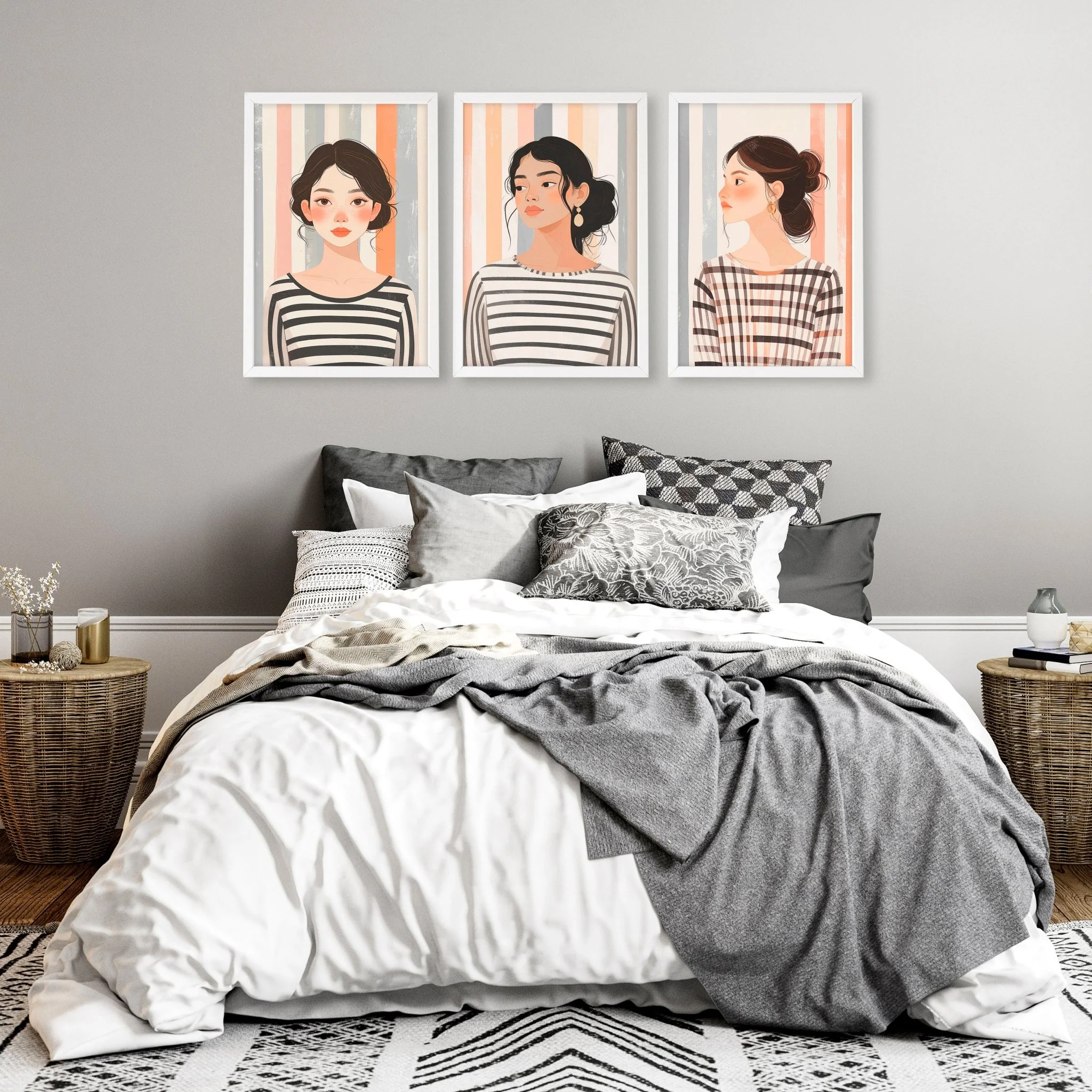 Framed Bedroom Wall Art | Set of 3 Bohemian Wall art Prints - Image 3