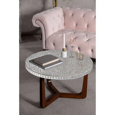 Fusion Mother of Pearl Design Round Coffee Table - Image 8