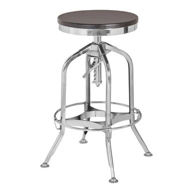 Gator Ash Wood And Silver Chrome Metal Stool - Image 5
