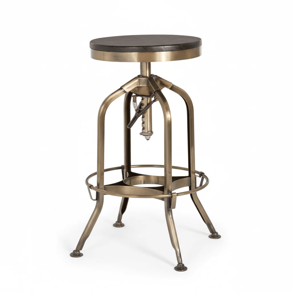 Gator Ash Wood Seat Metallic Stool