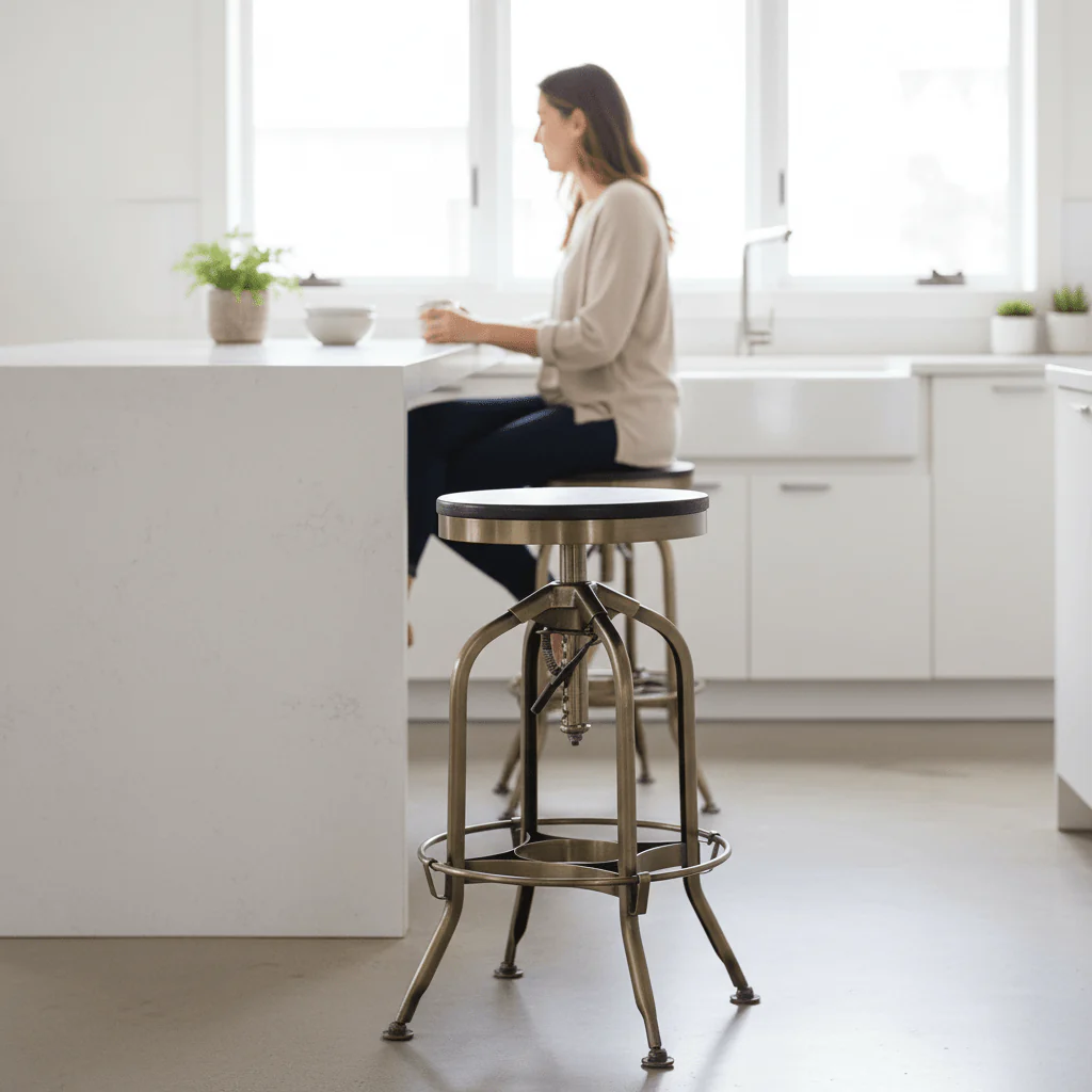 Gator Ash Wood Seat Metallic Stool - Image 2