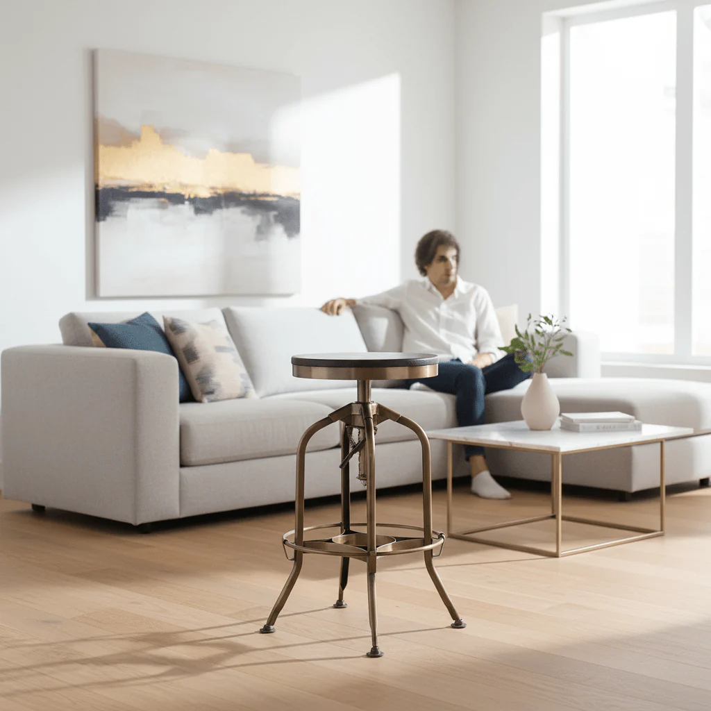 Gator Ash Wood Seat Metallic Stool - Image 3