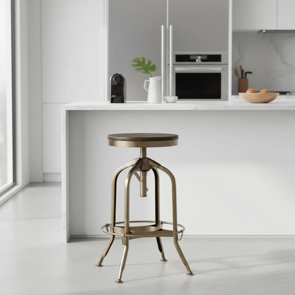 Gator Ash Wood Seat Metallic Stool - Image 4