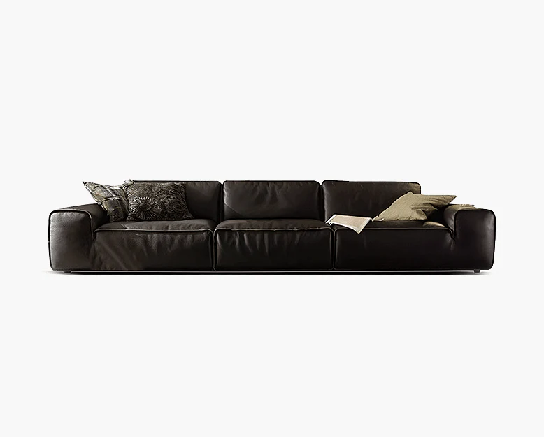 Glover Three Seater Sofa, Black Leather - Image 8