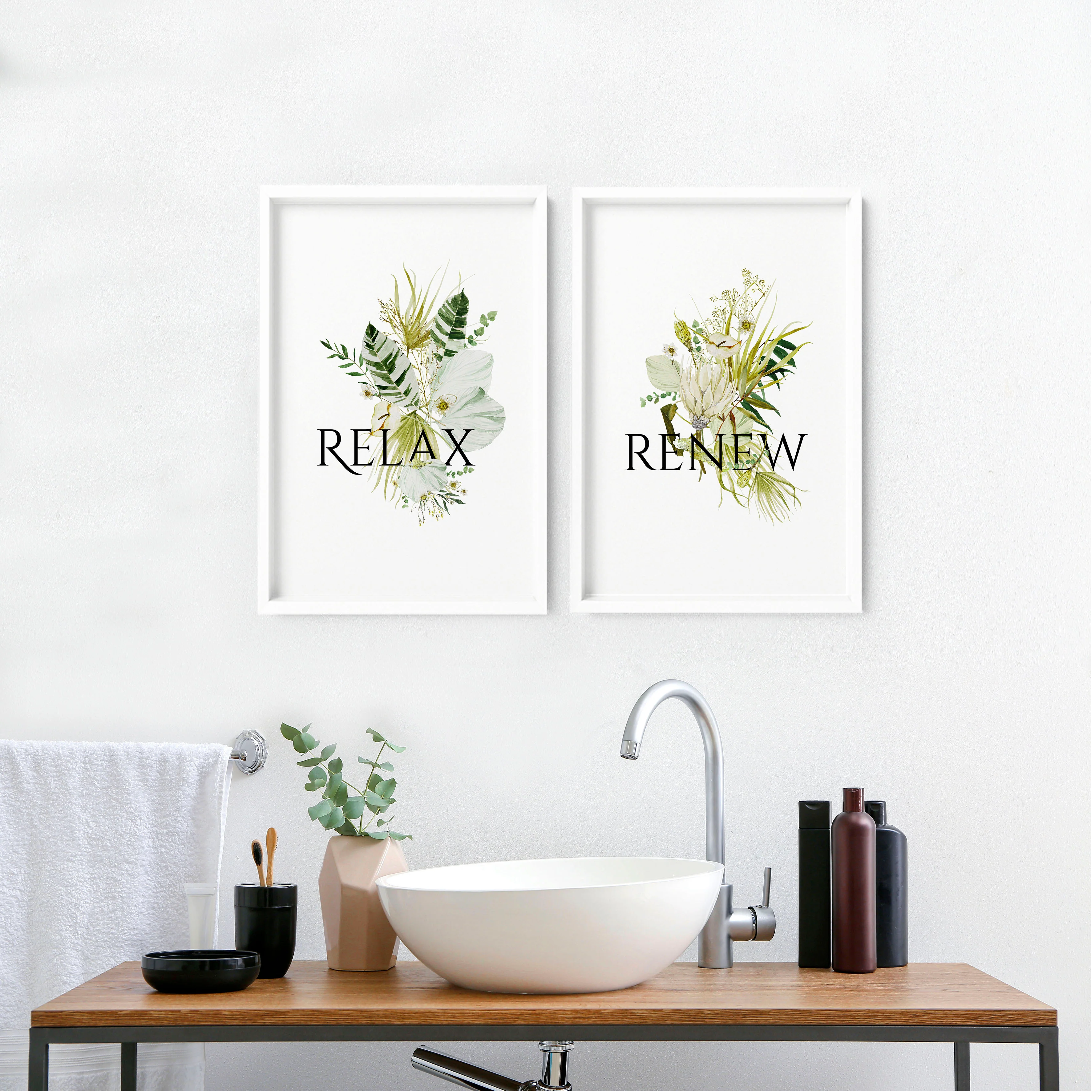 Framed bathroom wall art | Set of 2 unique wall art - Image 2