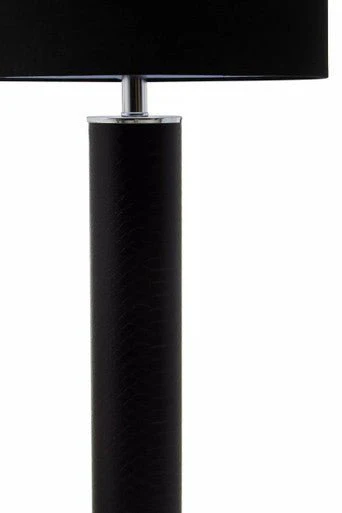 Hanah Black Snake Leather Effect Table Lamp with Chrome Base - Image 3