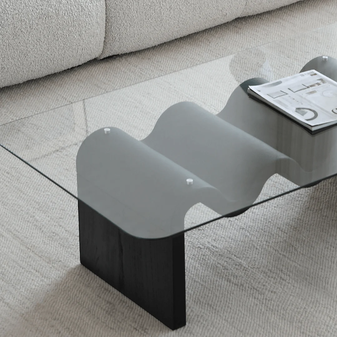 Hiroshi Square Glass Coffee Table, Glass Top - Image 9