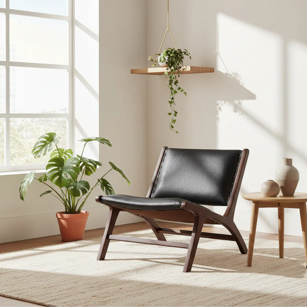 Inca Genuine Black Cow Leather Chair - Image 3