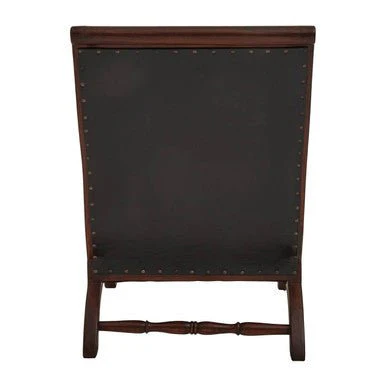 Inca Genuine Black Leather and Teak Lounge Chair with Footstool - Image 10