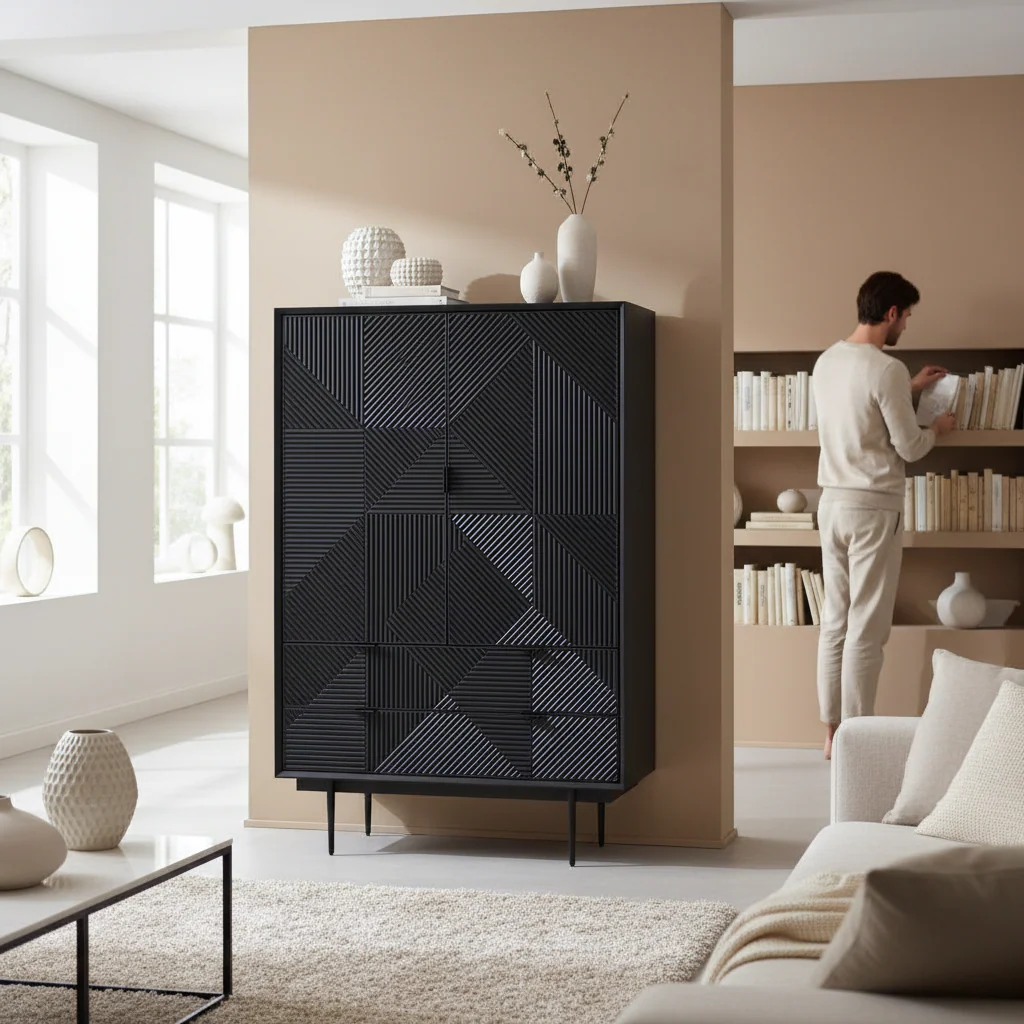 Jakara Black Finish Wooden Cabinet - Image 2