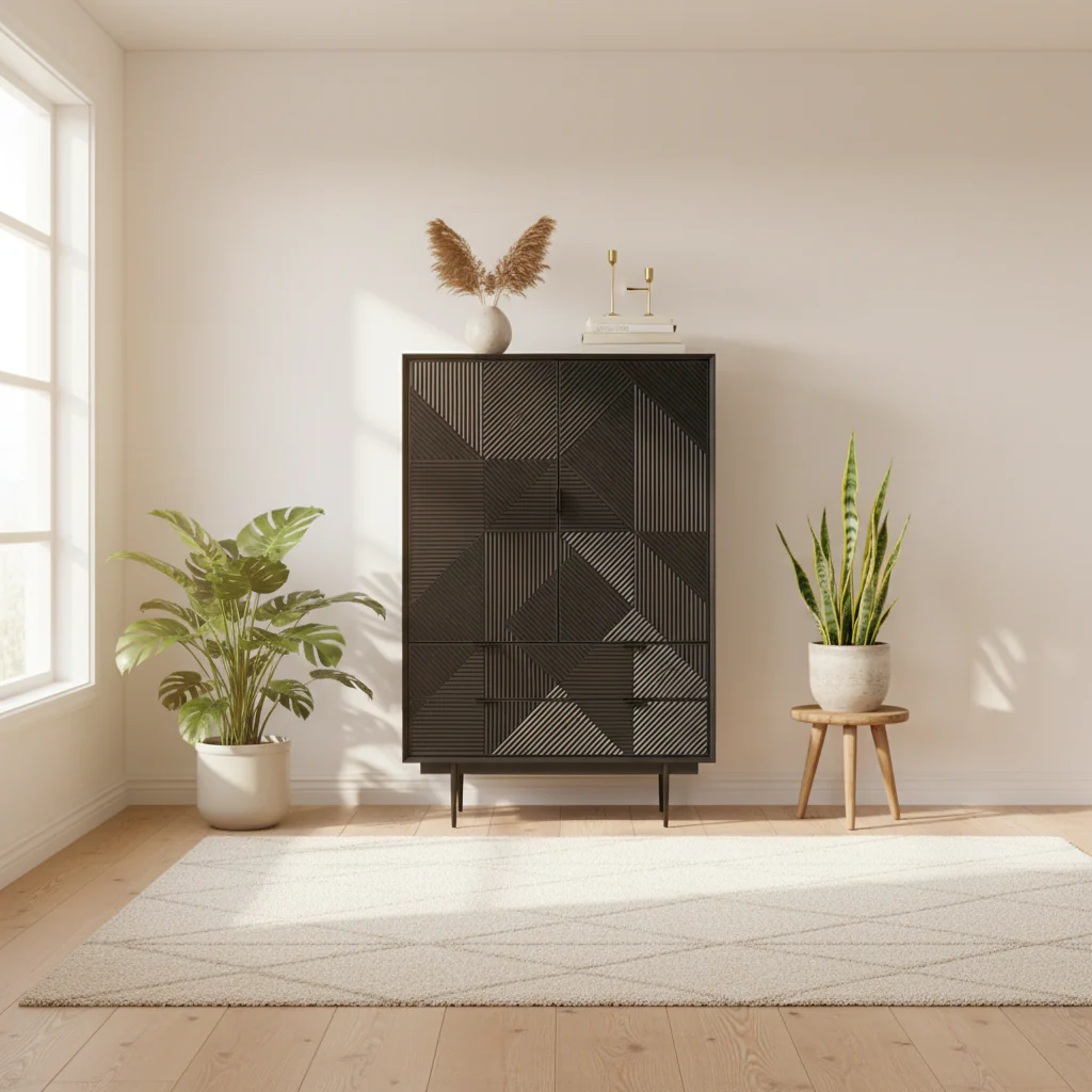 Jakara Black Finish Wooden Cabinet - Image 3