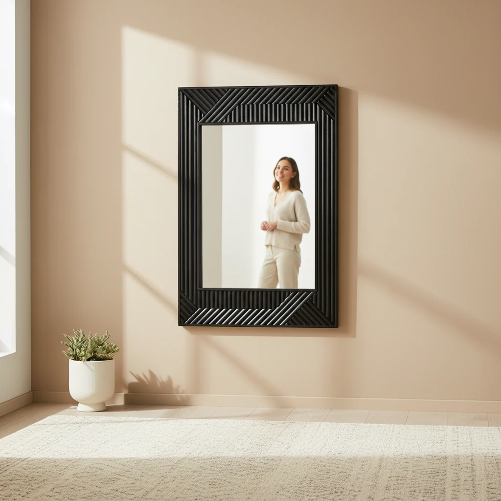 Jakara Black Finish Wooden Wall Mirror - Image 2