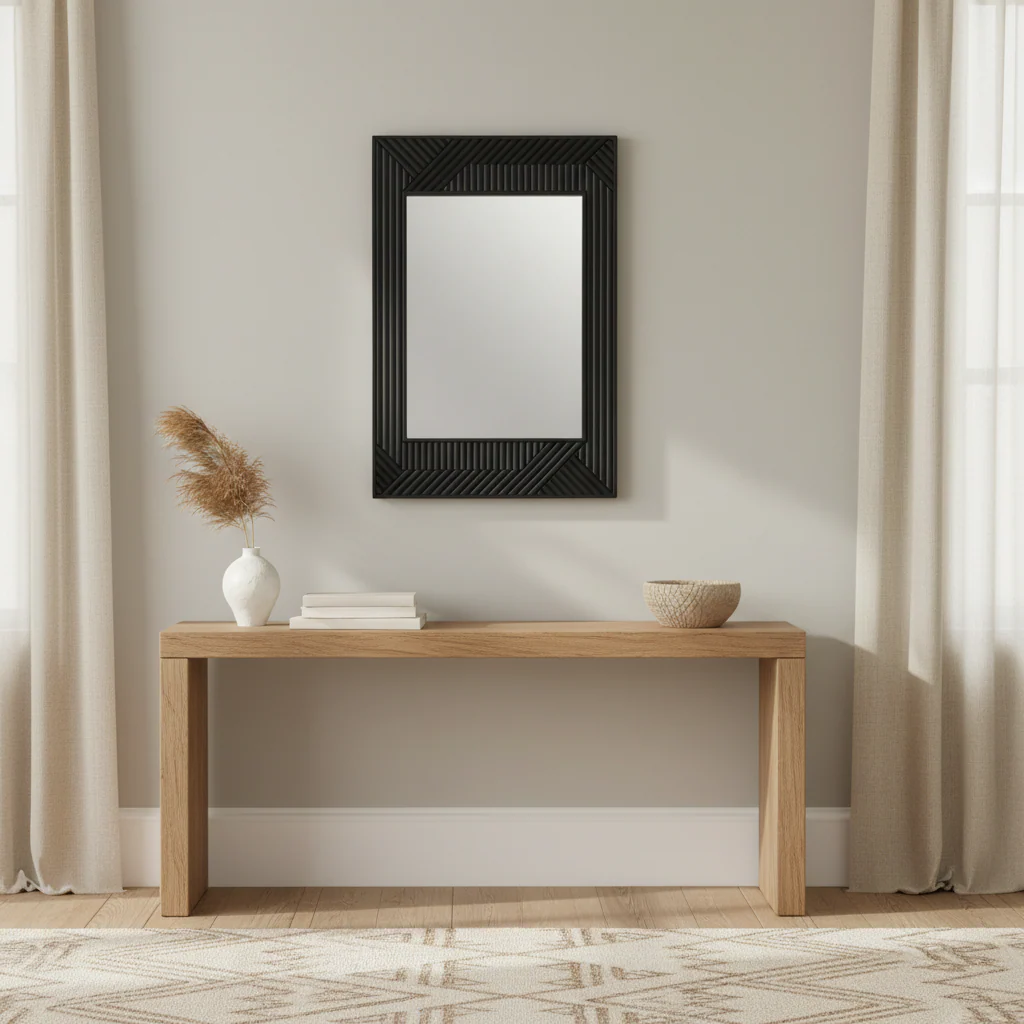 Jakara Black Finish Wooden Wall Mirror - Image 3