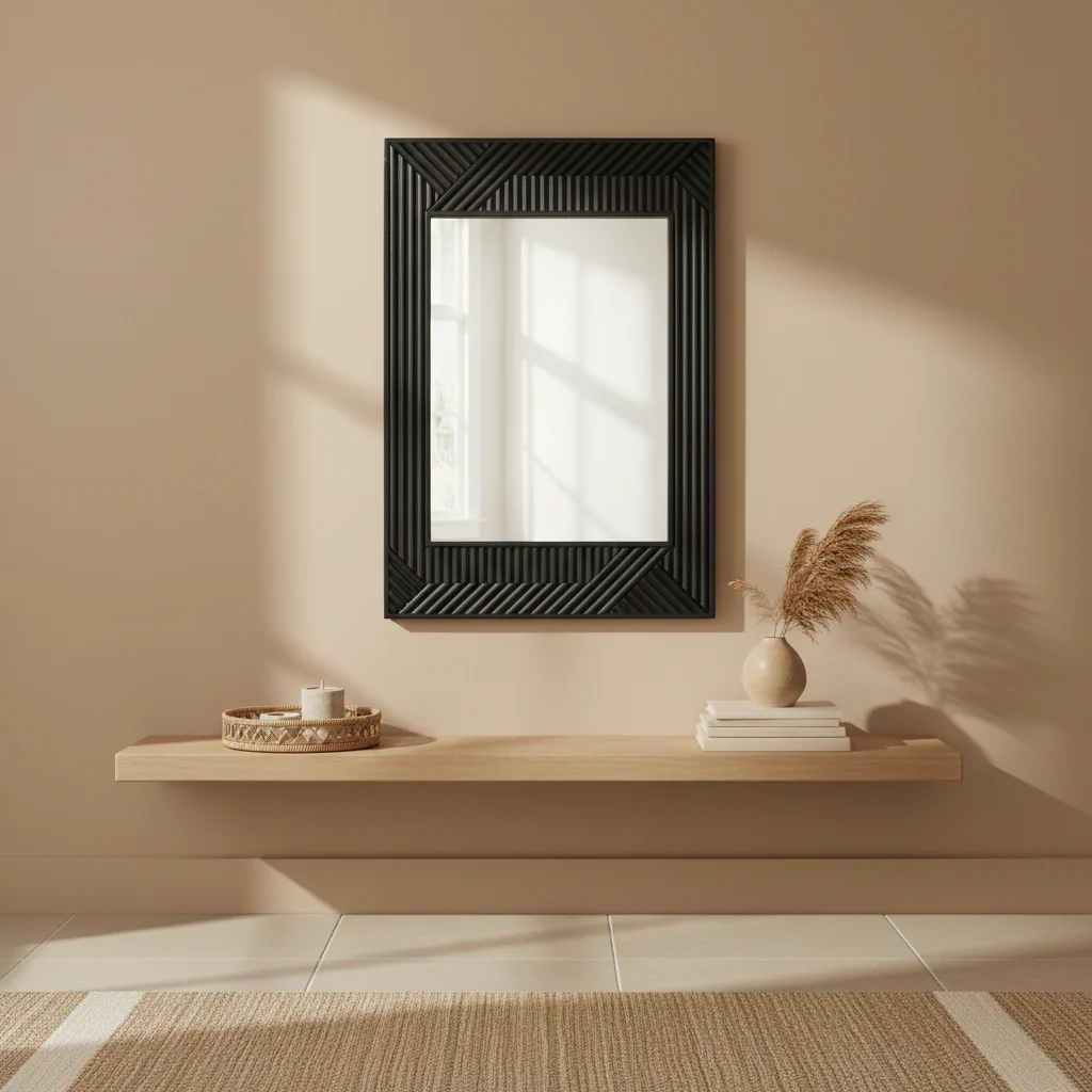 Jakara Black Finish Wooden Wall Mirror - Image 4