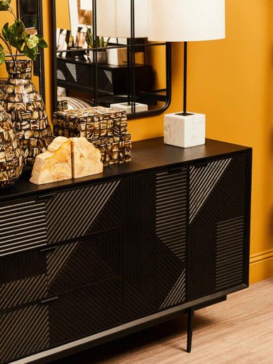 Jakara Black Wood Sideboard With Metal Legs - Image 6