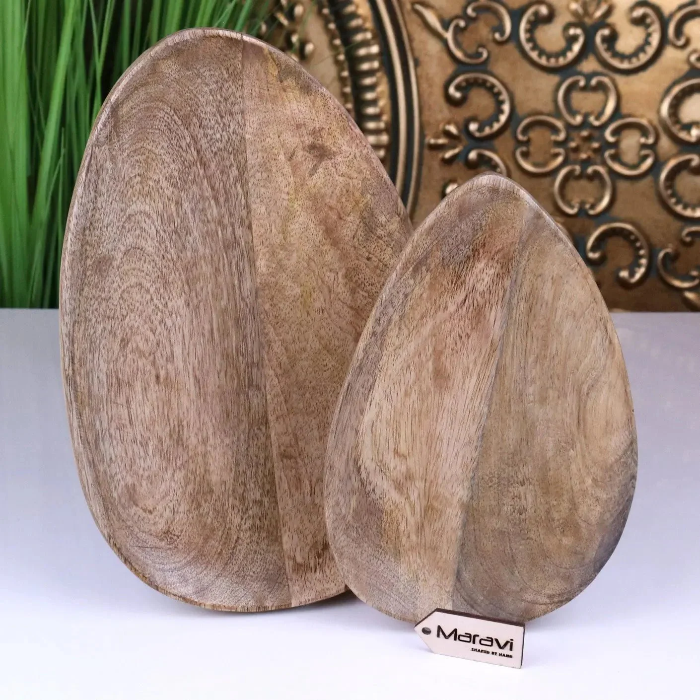 Jarita Oval Shaped Wooden Serving Dishes Set of 2 - Image 3
