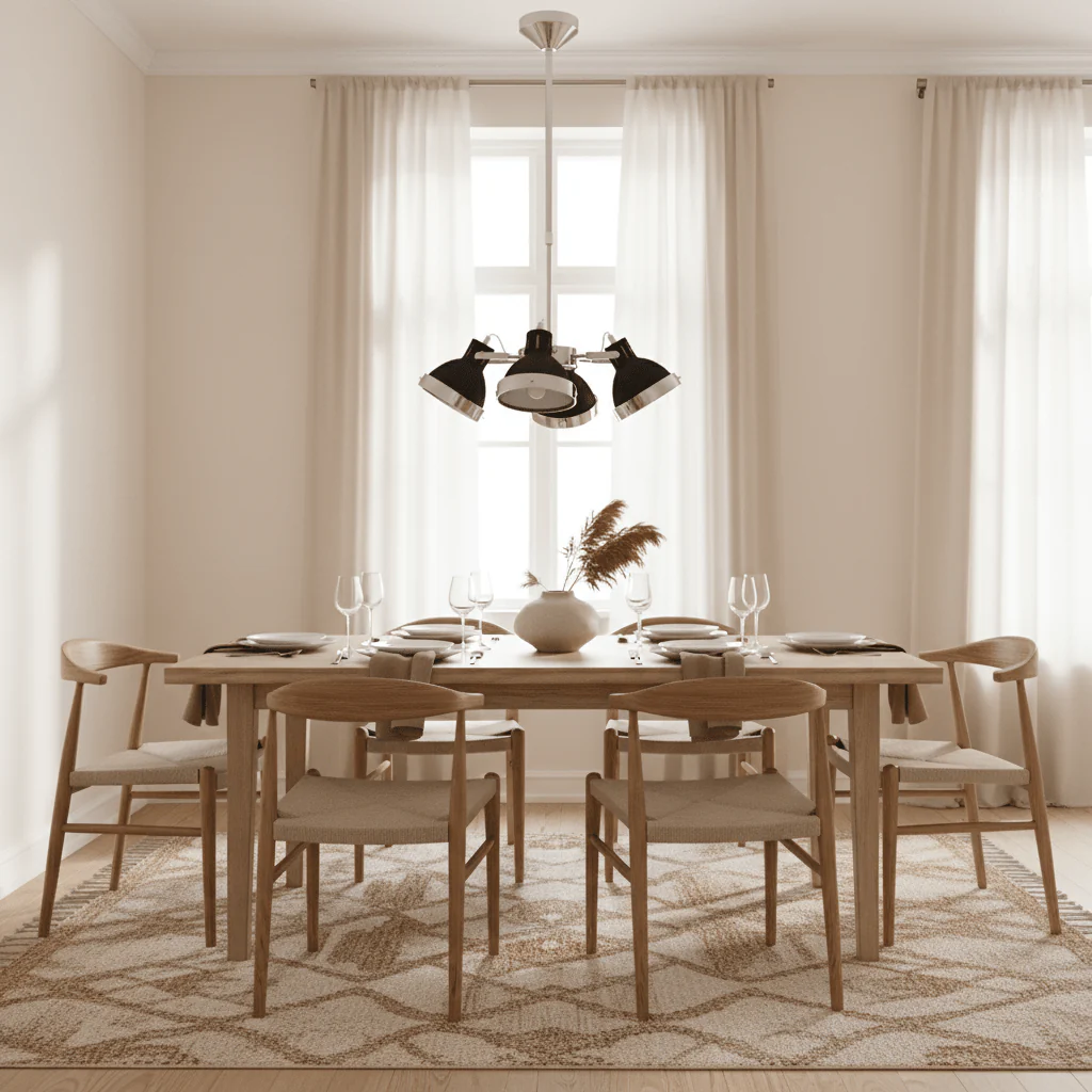 Jasper Black Shade and Chrome 4 Light Pendant Light - Image 3