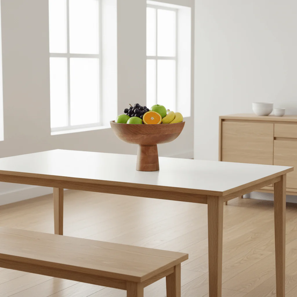 Kara Mango Wood Serving or Fruit Bowl with Pedestal Base - Image 2