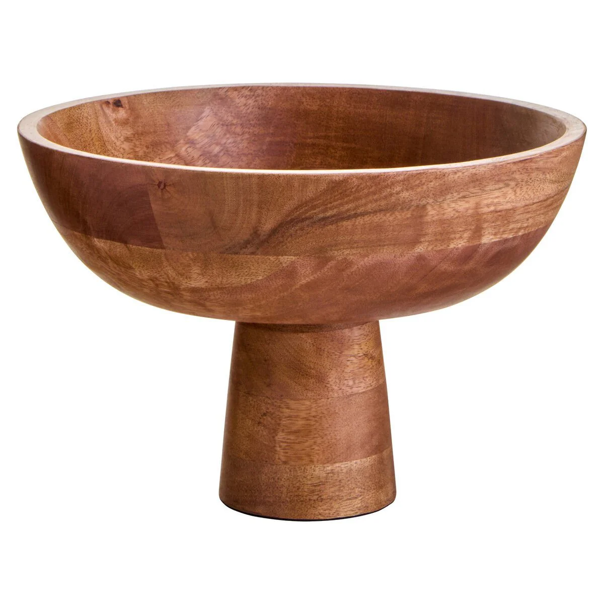 Kara Mango Wood Serving or Fruit Bowl with Pedestal Base - Image 5