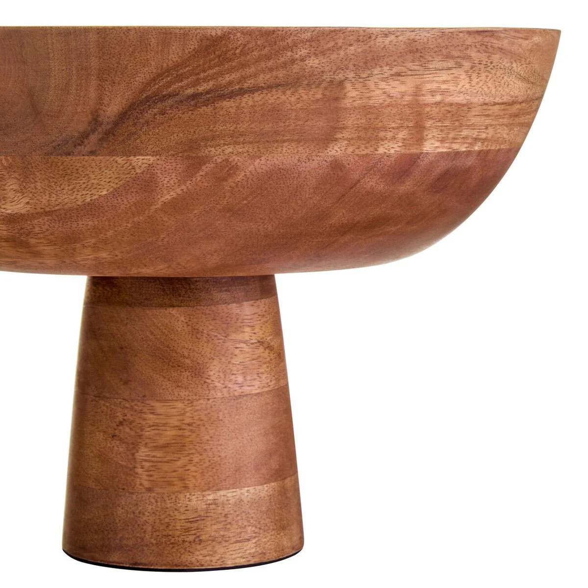 Kara Mango Wood Serving or Fruit Bowl with Pedestal Base - Image 6