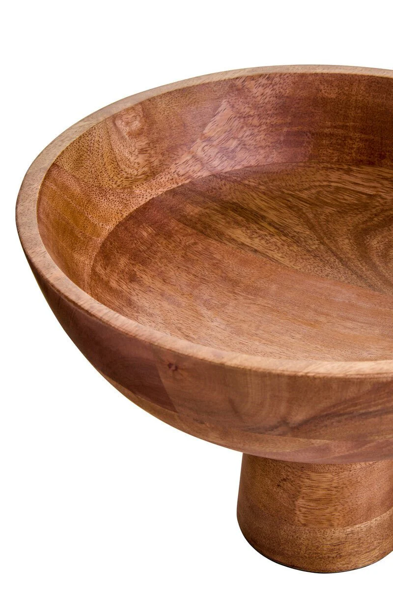 Kara Mango Wood Serving or Fruit Bowl with Pedestal Base - Image 7