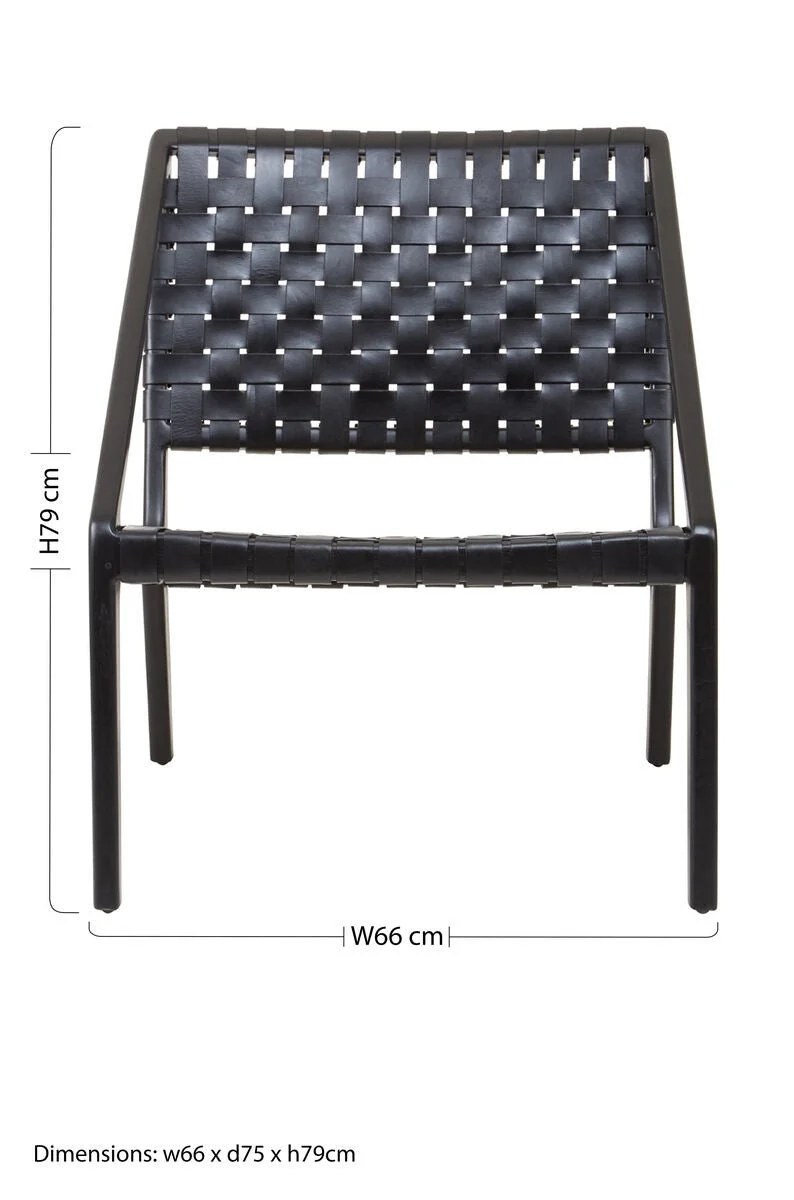 Kendari Black Cow Leather Woven Chair - Image 11