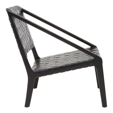 Kendari Black Cow Leather Woven Chair - Image 7
