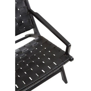 Kendari Black Leather Woven Chair - Image 13