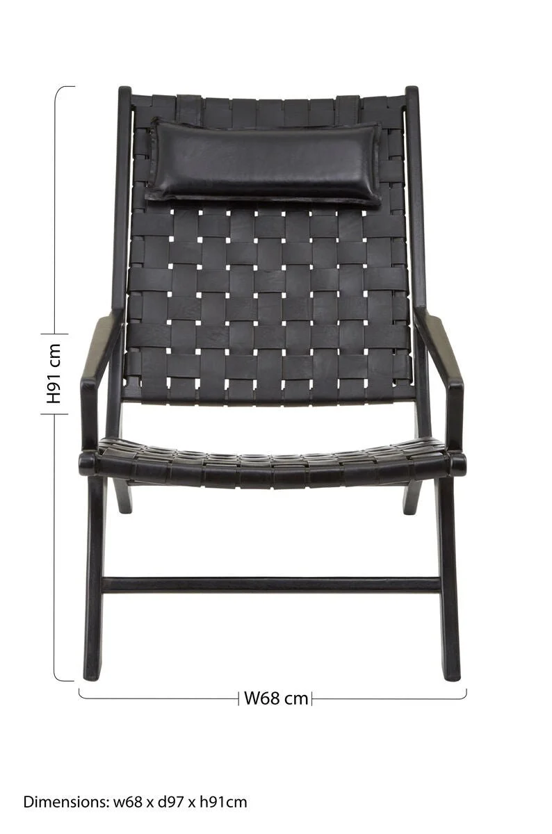 Kendari Black Leather Woven Chair - Image 14