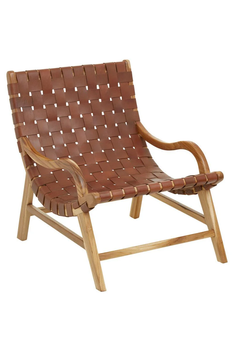 Kendari Brown Woven Leather Chair - Image 6