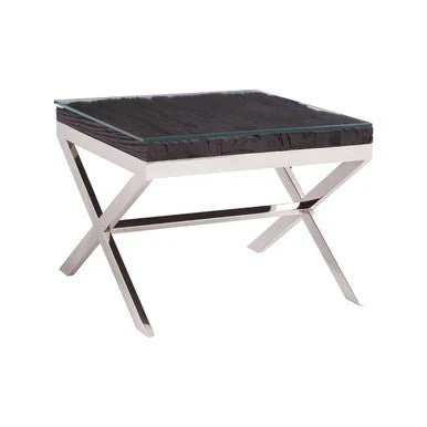 Kerala Black Top End Table With Cross Base - Image 6