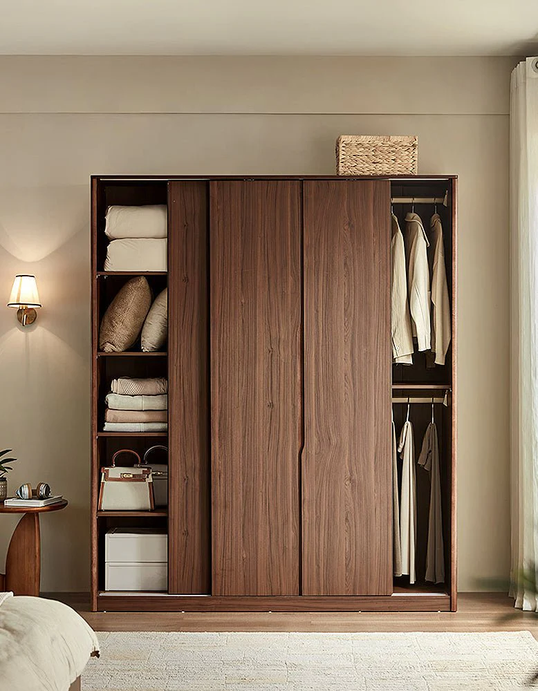 Kimura Slide Door Wardrobe With Hanging Rails, Walnut - Image 4