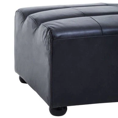 King Distressed Slate Leather Ottoman - Image 11
