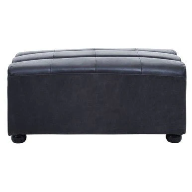 King Distressed Slate Leather Ottoman - Image 12