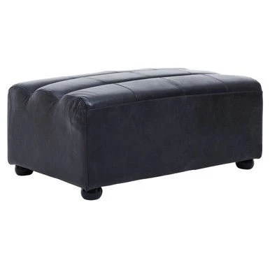 King Distressed Slate Leather Ottoman - Image 5