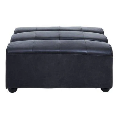King Distressed Slate Leather Ottoman - Image 7