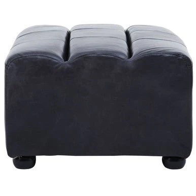 King Distressed Slate Leather Ottoman - Image 8