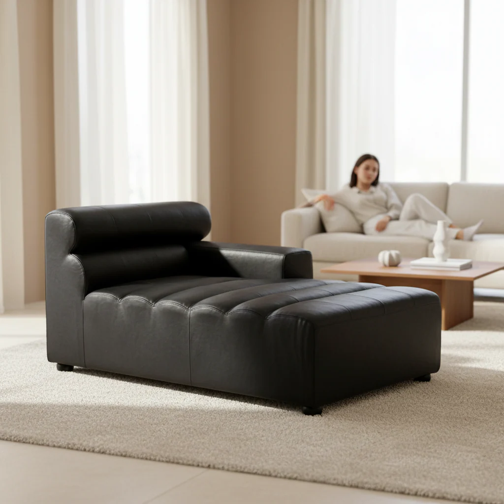 King Right Arm Leather Modular Chaise - Image 2