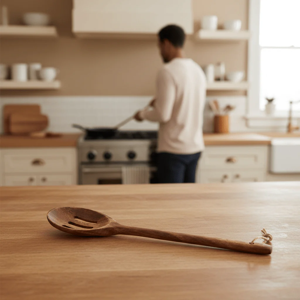 Kora Acacia Wood Slotted Spoon - Image 2