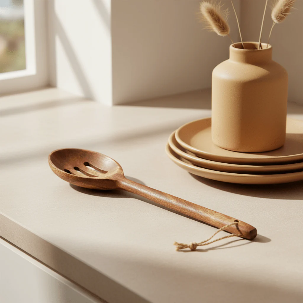 Kora Acacia Wood Slotted Spoon - Image 4